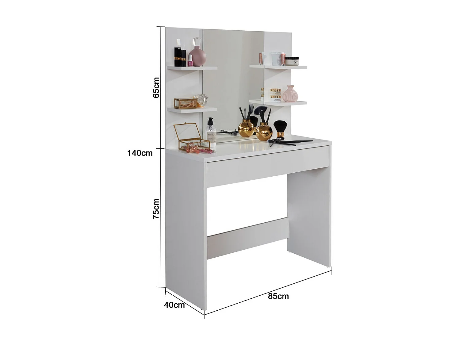 Basix Coiffeuse 1 tiroir, blanc.