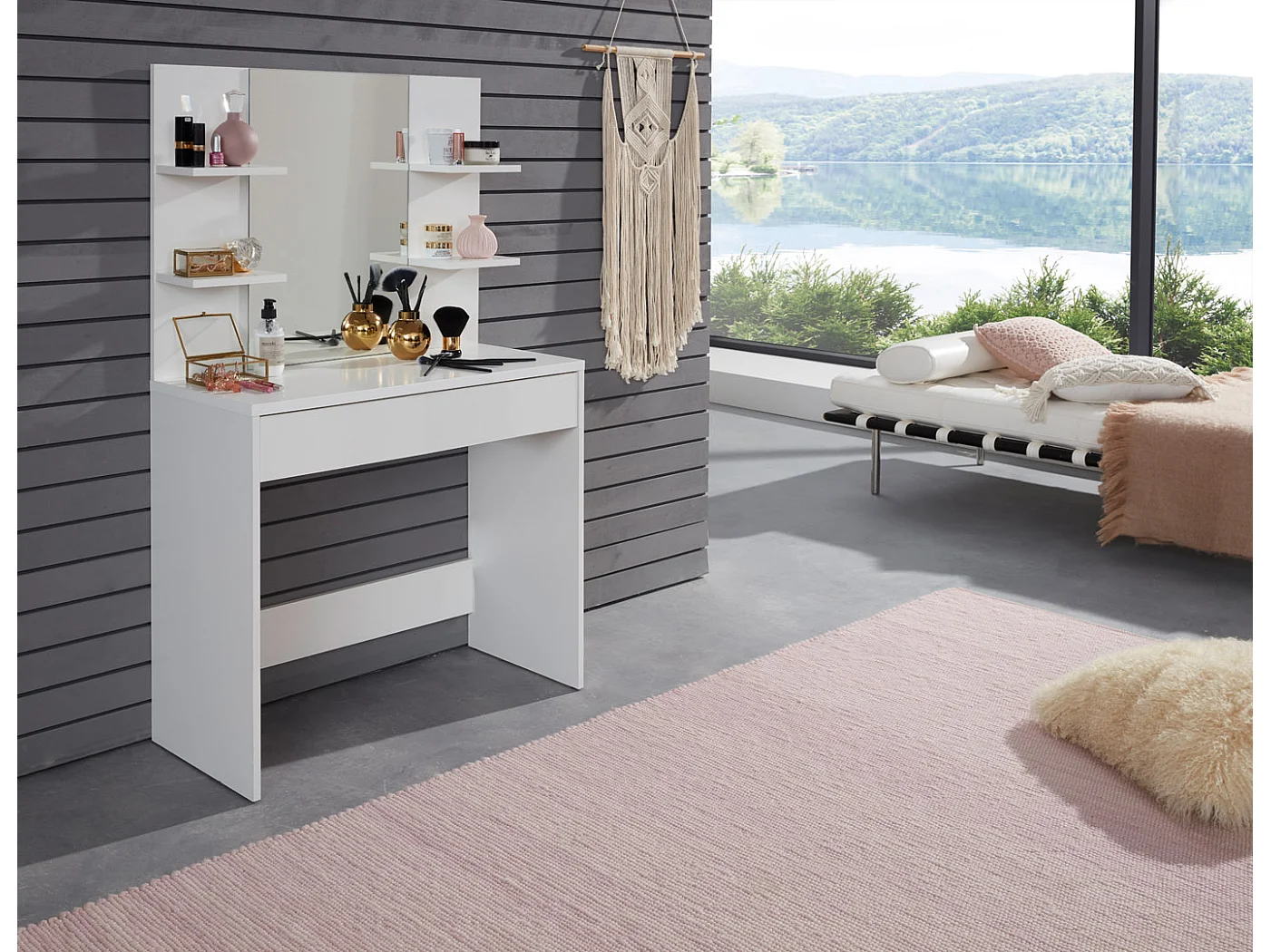 Basix Coiffeuse 1 tiroir, blanc.