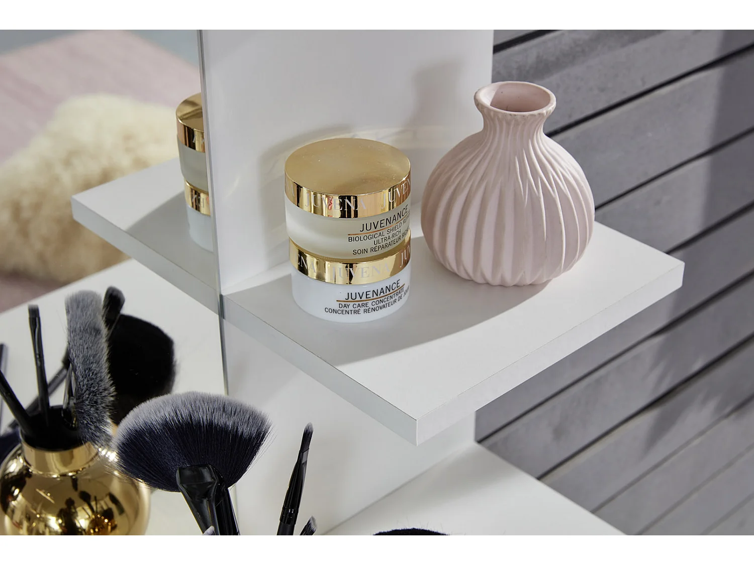 Basix Coiffeuse 1 tiroir, blanc.