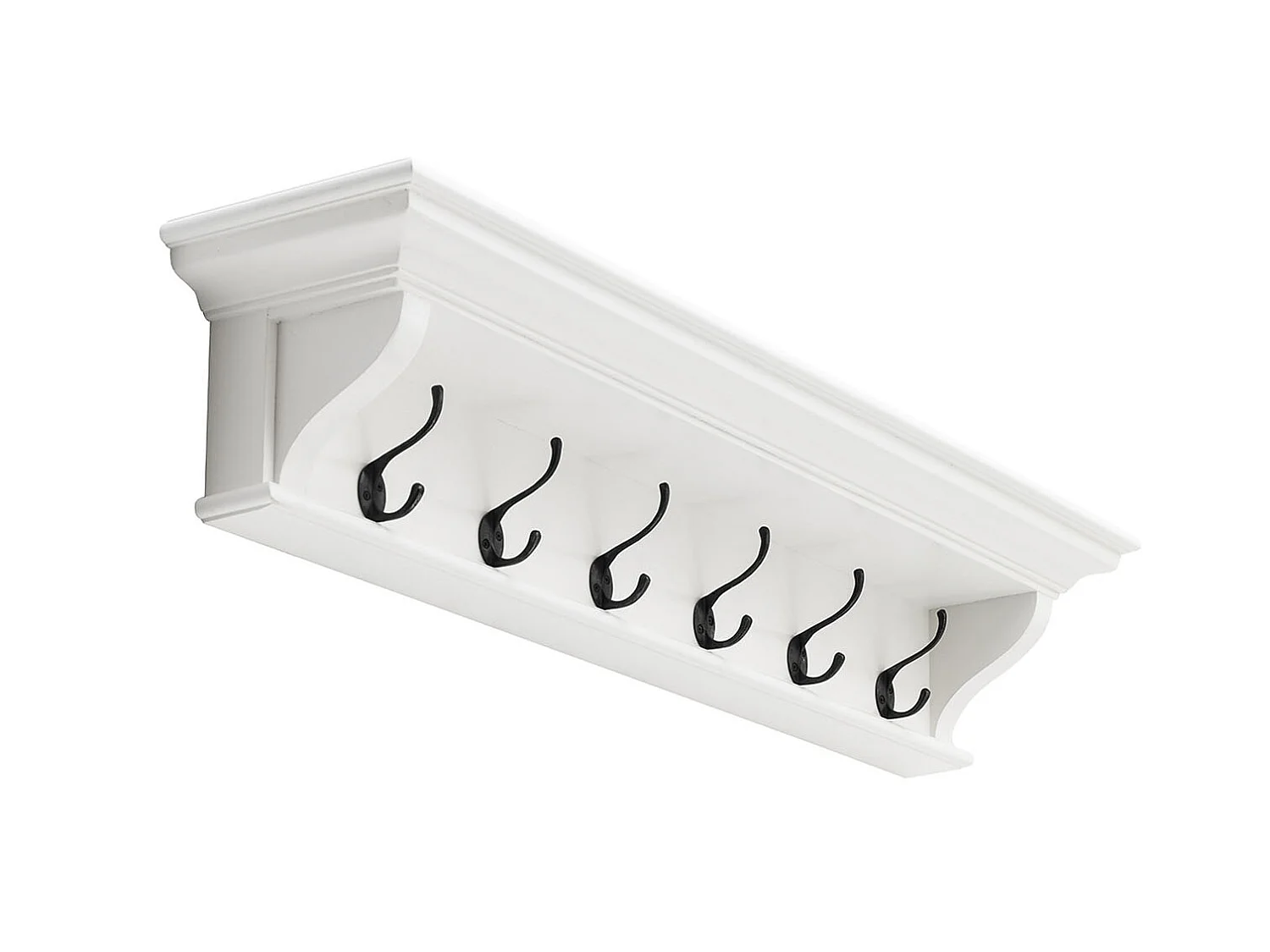 Halifax Armoire murale 6 crochets et 1 porte-chapeau laqué blanc.