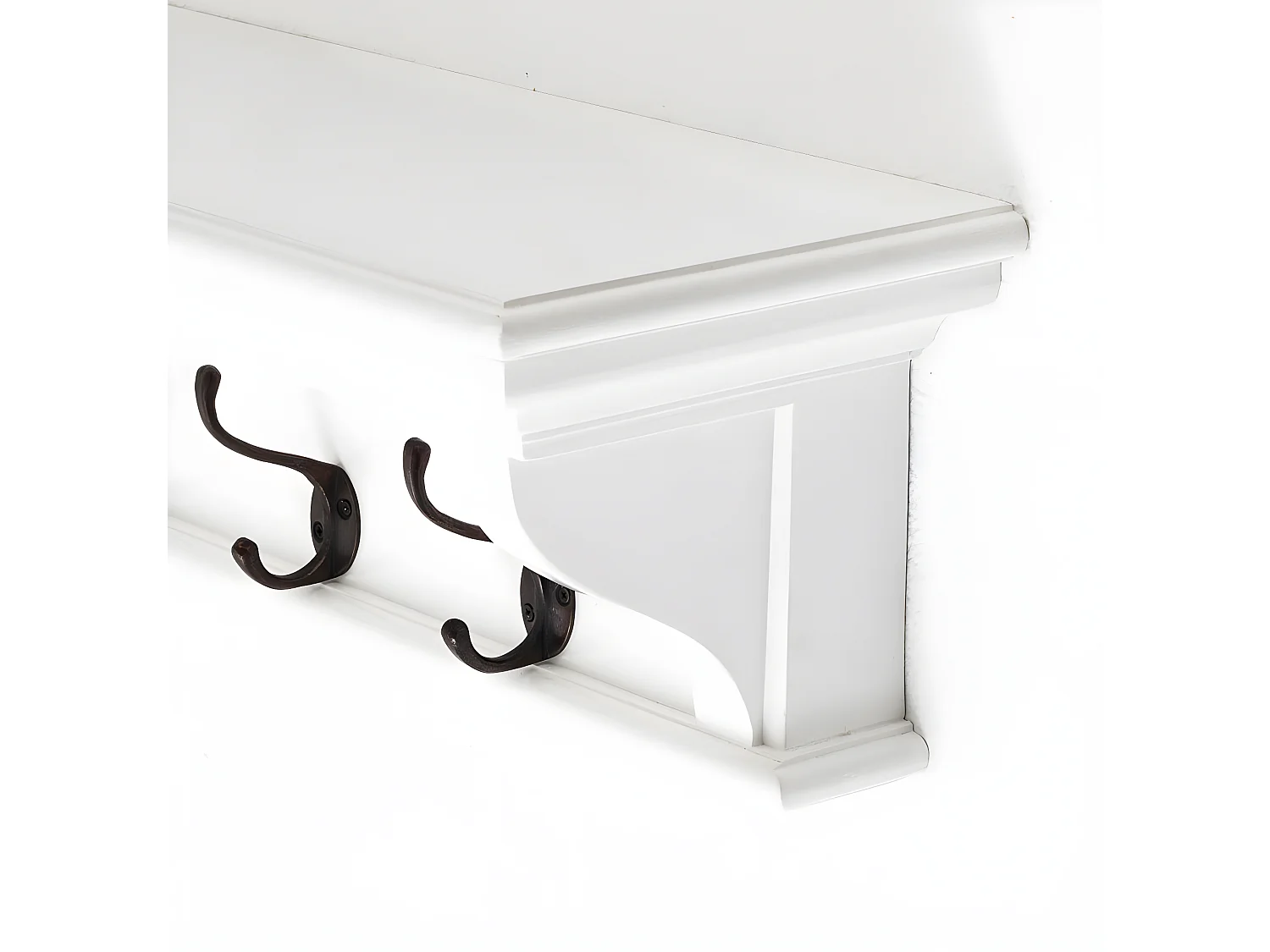 Halifax Armoire murale 6 crochets et 1 porte-chapeau laqué blanc.