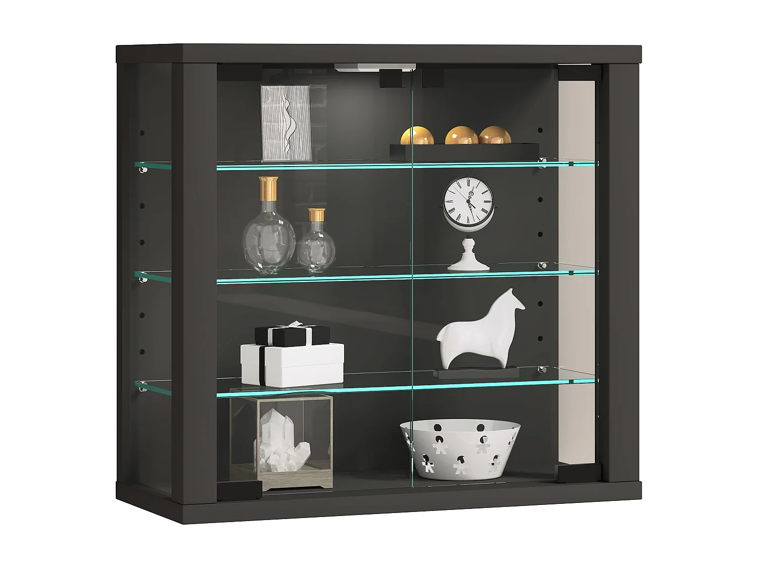 Caixa de exposição de vidro VCM pendurada | Vitrine de vidro com vidro de segurança ESG | Dimensões: A. 40 x L. 43 x P. 18 cm | Vitrosa S (antracite)