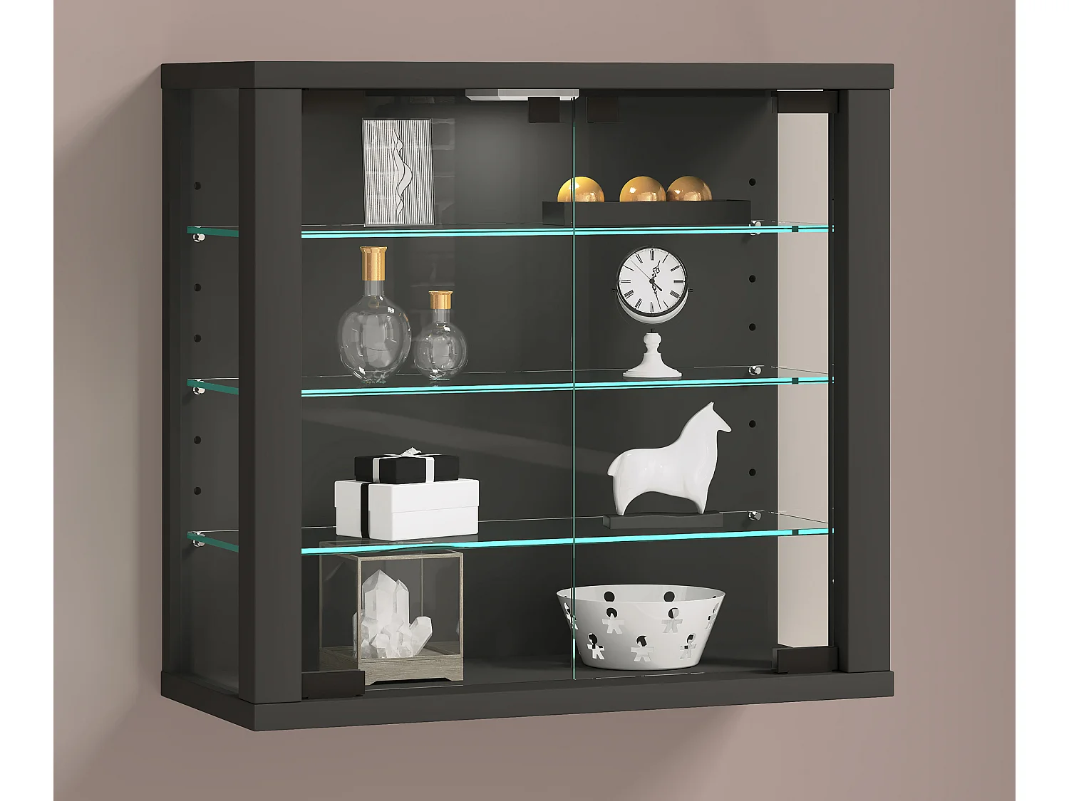 Caixa de exposição de vidro VCM pendurada | Vitrine de vidro com vidro de segurança ESG | Dimensões: A. 40 x L. 43 x P. 18 cm | Vitrosa S (antracite)