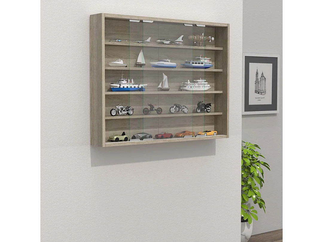 Wall display cabinet Agisa Sonoma Oak H. 60 x W. 77 x D. 10 cm