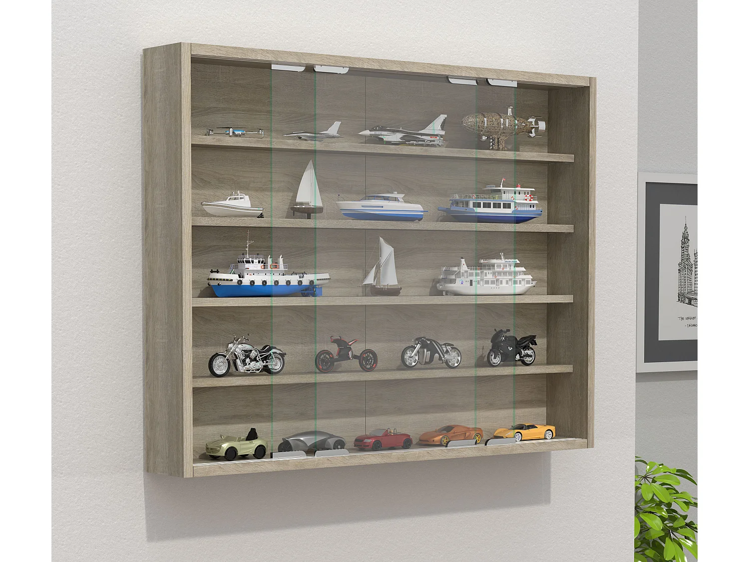 Wall display cabinet Agisa Sonoma Oak H. 60 x W. 77 x D. 10 cm