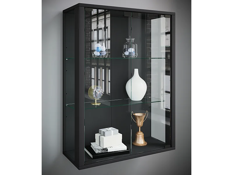Wall display cabinet Udina Black H. 80 x W. 60 x D. 25 cm