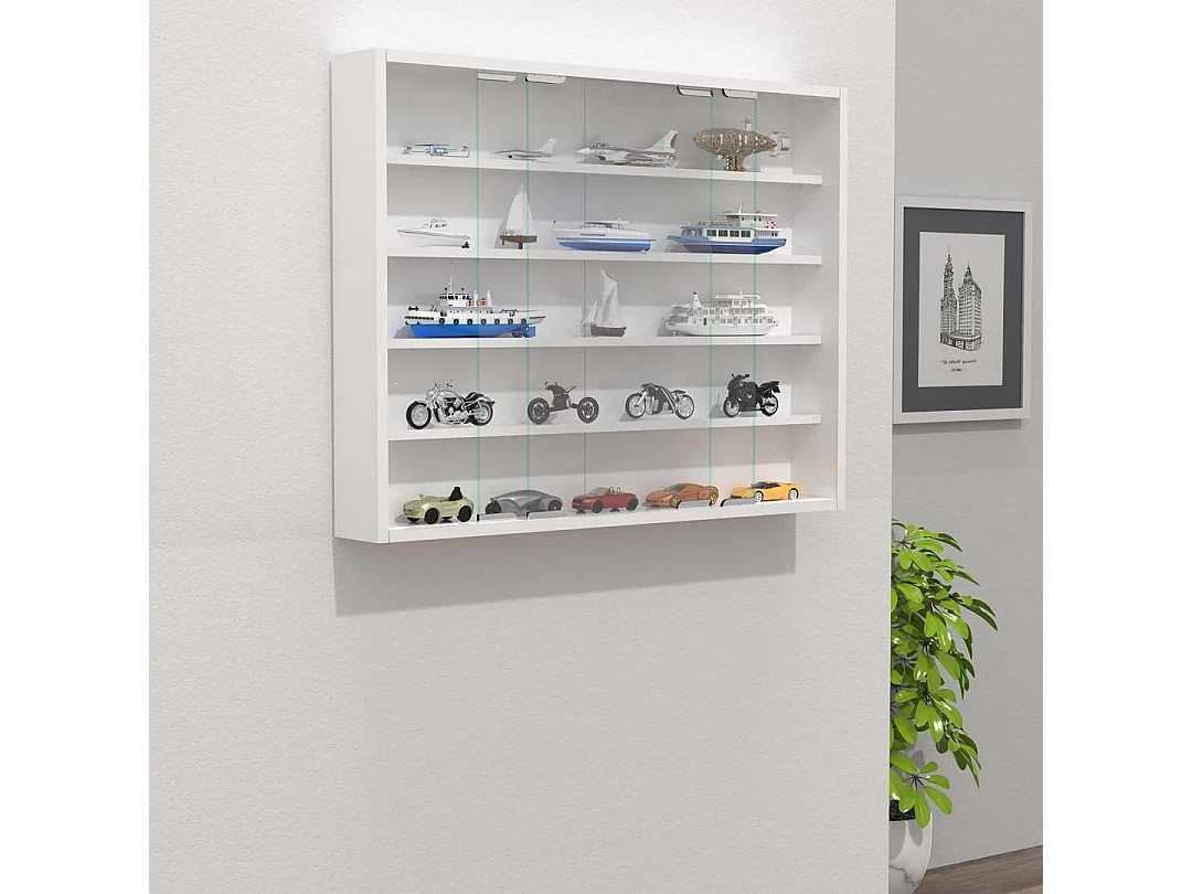 Wall display cabinet Agisa White H. 60 x W. 77 x D. 10 cm