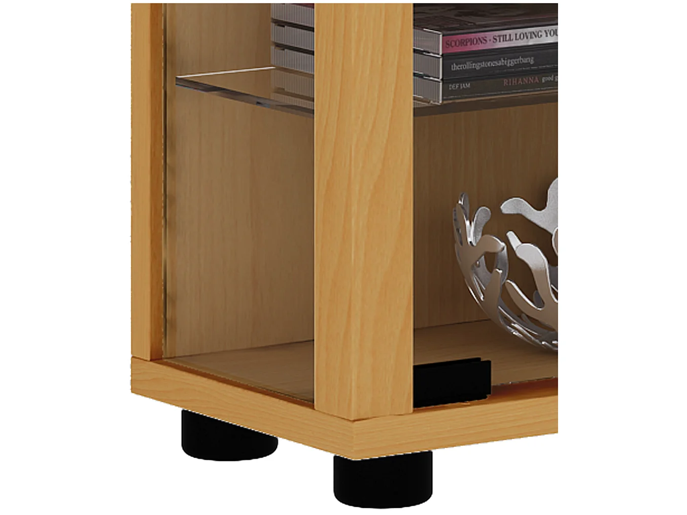 Lumo Mini Vitrine, 2 portes vitrées, tablettes en verre, éclairage incluss LED, imitation hêtre.