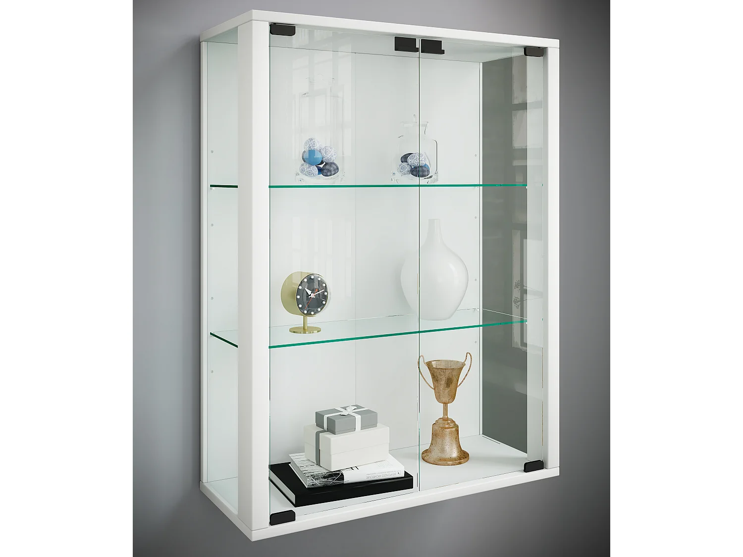 Wall display cabinet Udina White H. 80 x W. 60 x D. 25 cm