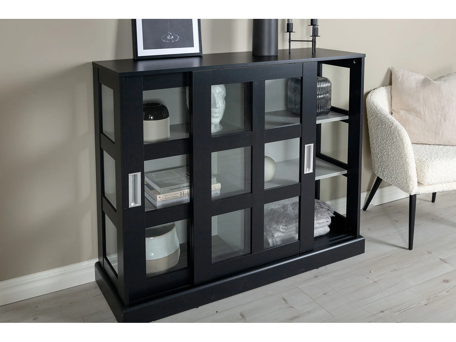 Vitrine Design 2 Portes "Lock" 120cm Noir