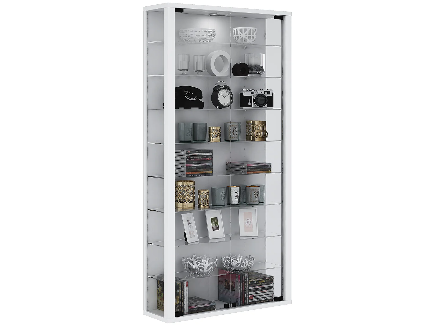 Vitrosa Maxi Vitrine murale avec 2 portes vitrées, éclairage inclus, blanc.