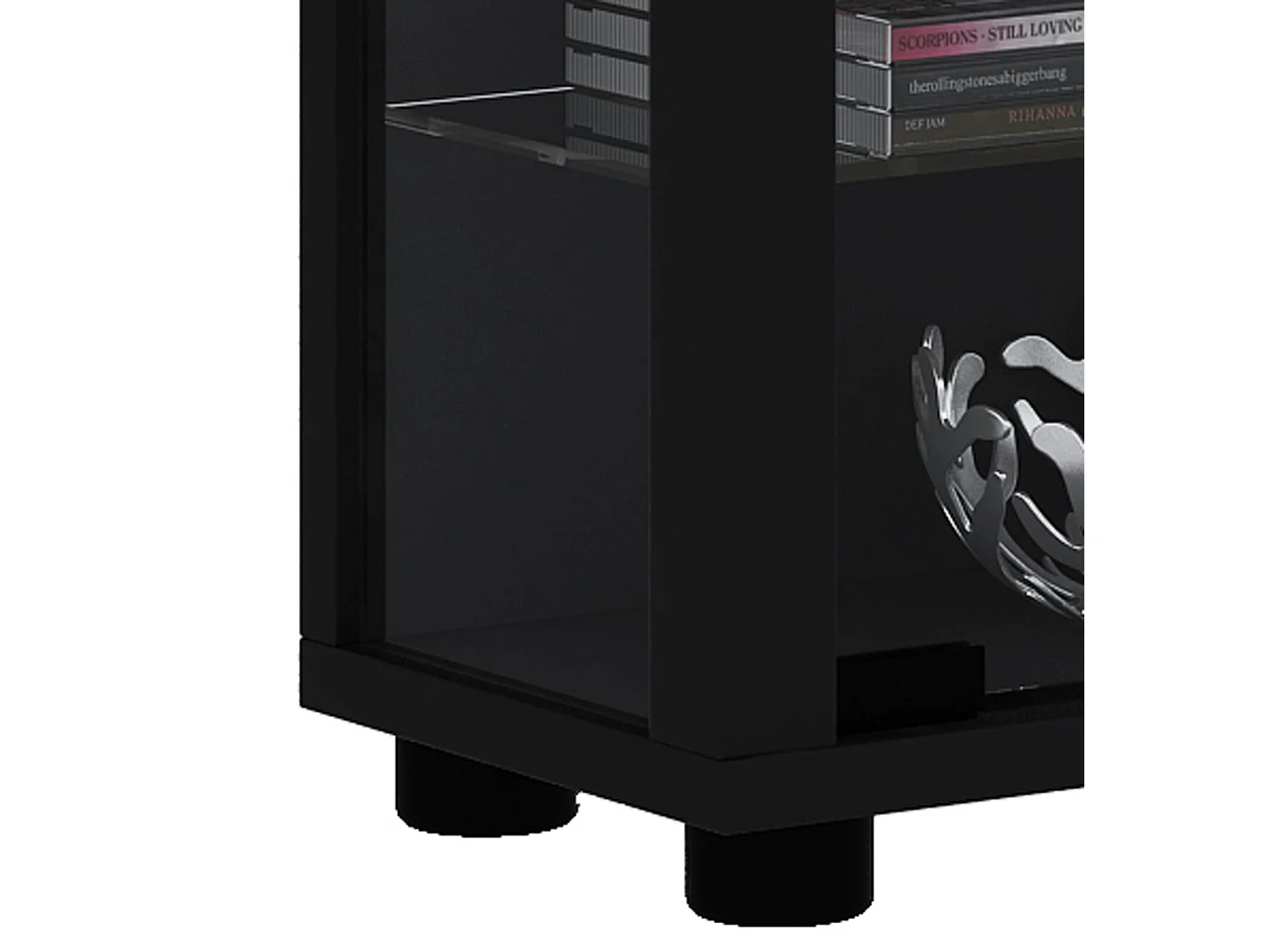 Lumo Mini Vitrine éclairage incluss LED, 8 tablettes en verre, noir.