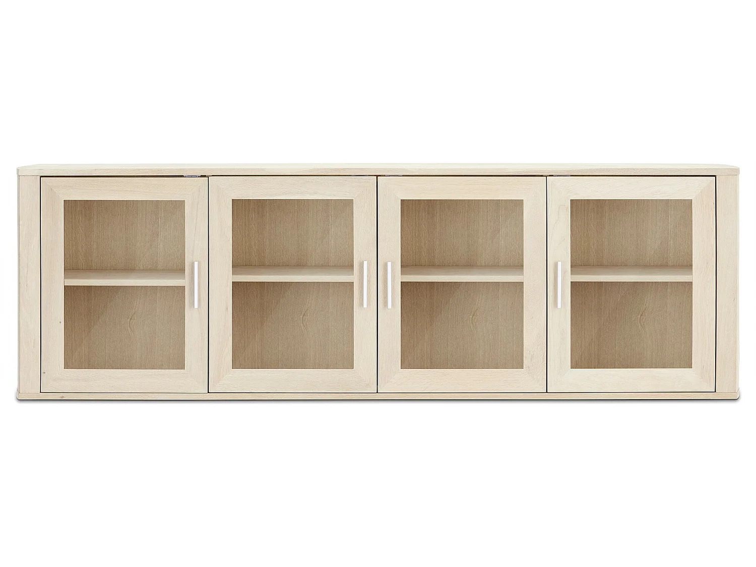 Veneto hangende vitrinekast eiken met 4 glazen deurtjes.