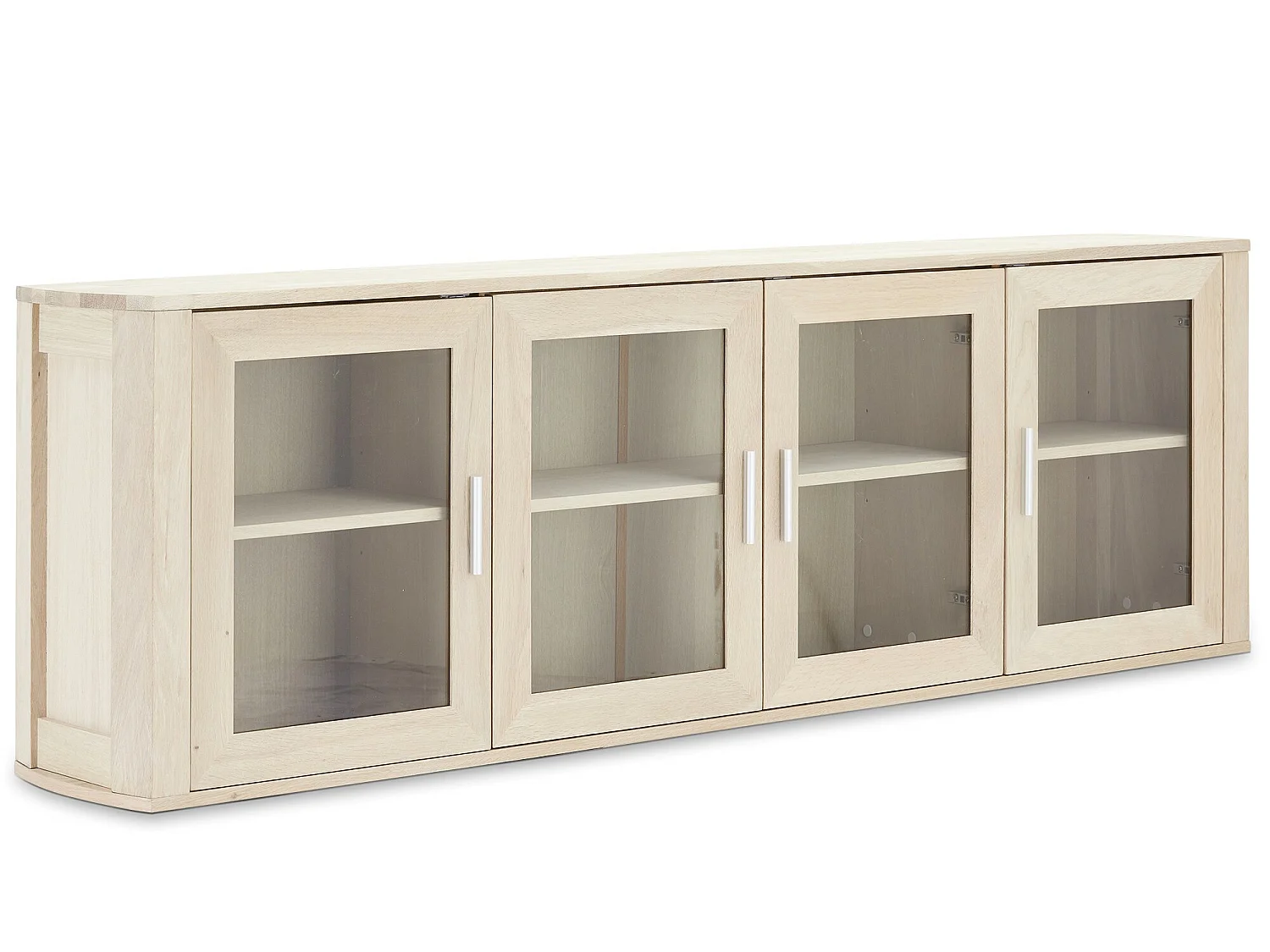 Veneto hangende vitrinekast eiken met 4 glazen deurtjes.