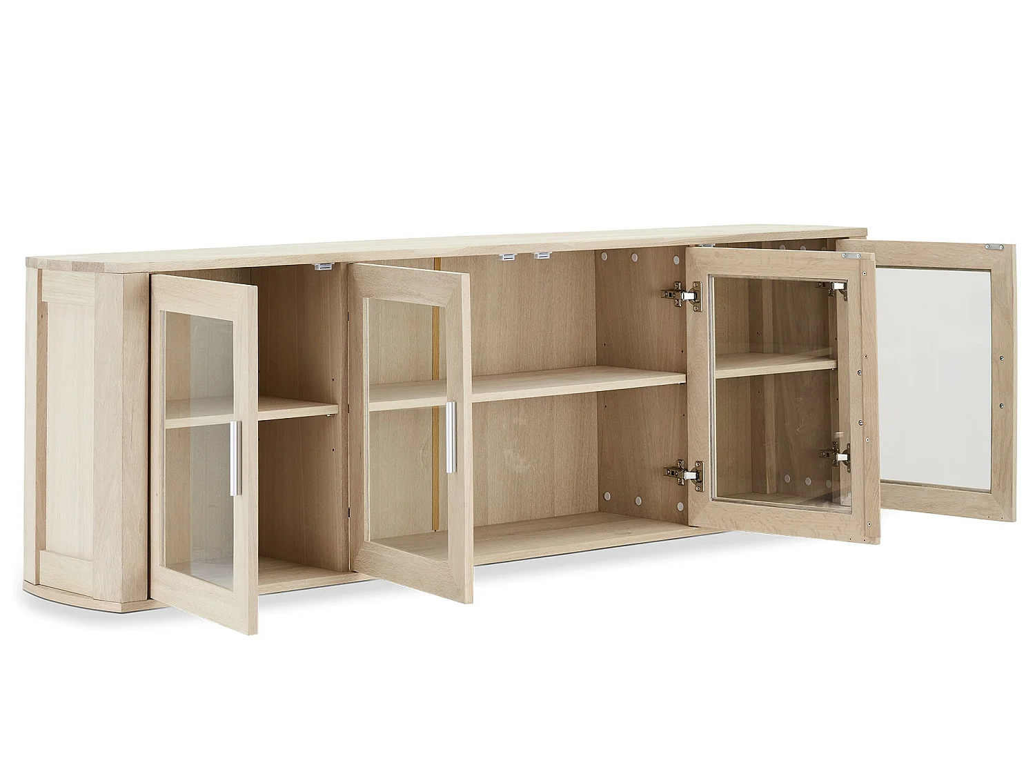 Veneto hangende vitrinekast eiken met 4 glazen deurtjes.