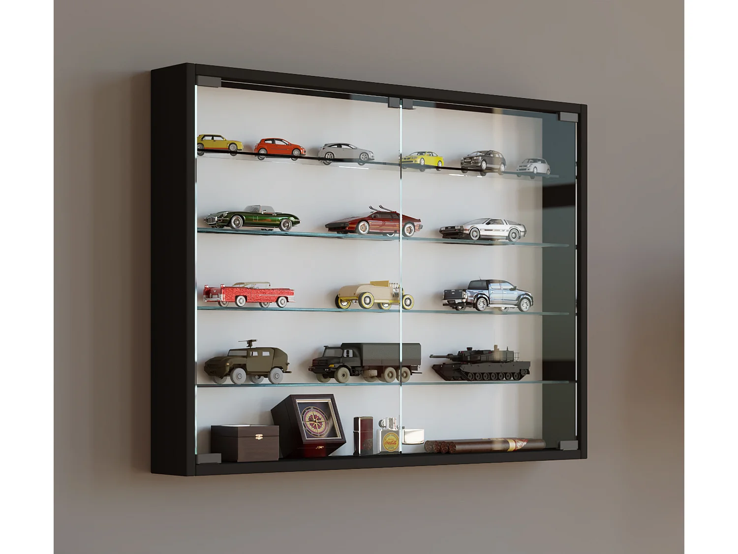 Wall display cabinet Mandosa Black H. 60 x W. 80 x D. 10 cm