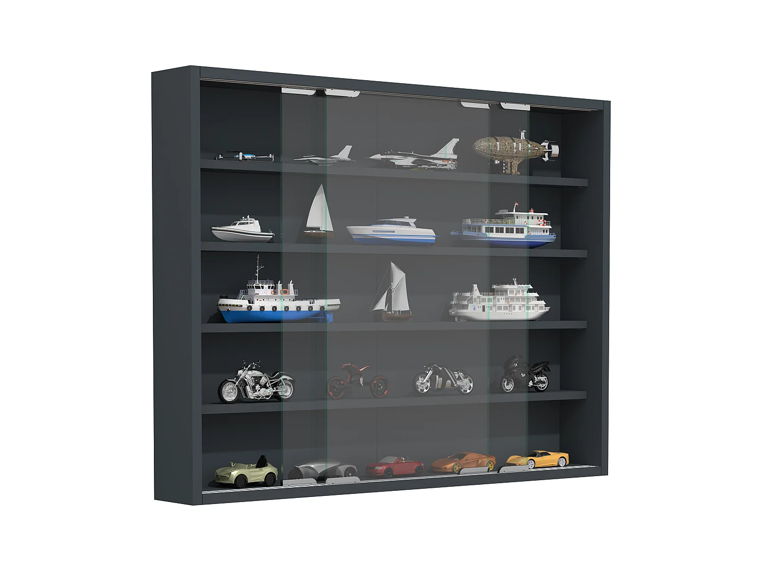 Wall display cabinet Agisa Anthracite H. 60 x W. 77 x D. 10 cm