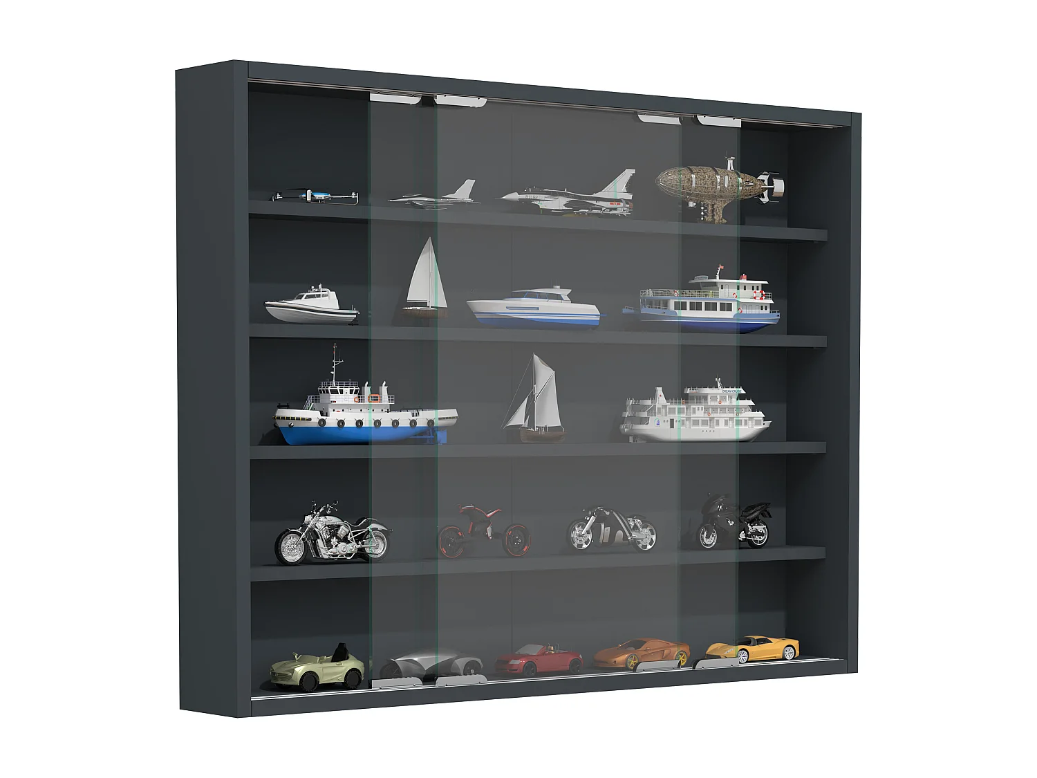 Wall display cabinet Agisa Anthracite H. 60 x W. 77 x D. 10 cm