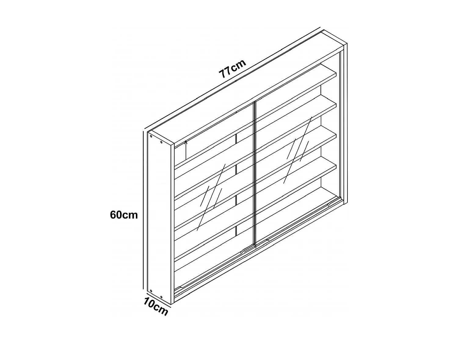 Wall display cabinet Agisa Anthracite H. 60 x W. 77 x D. 10 cm