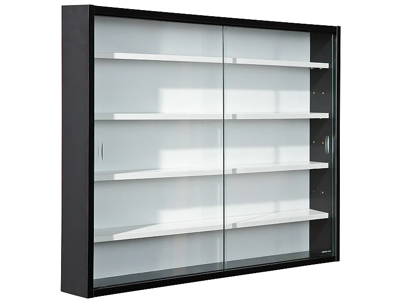 Comit vitrinekast voor wandmontage, 2 glazen deuren wit, zwart.