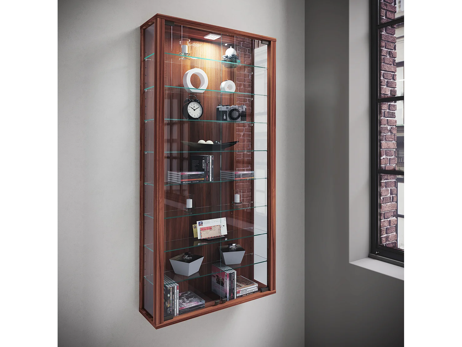 Wall display cabinet Vitrosa Nuts H. 114 x W. 59 x D. 18 cm