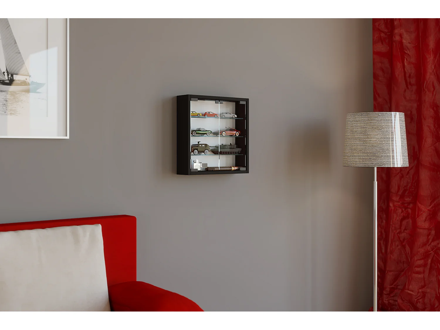 Wall display cabinet Mandosa Black H. 40 x W. 40 x D. 10 cm