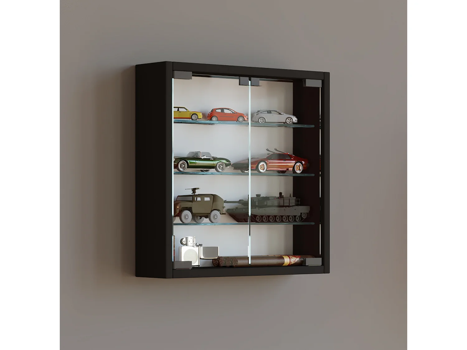 Wall display cabinet Mandosa Black H. 40 x W. 40 x D. 10 cm