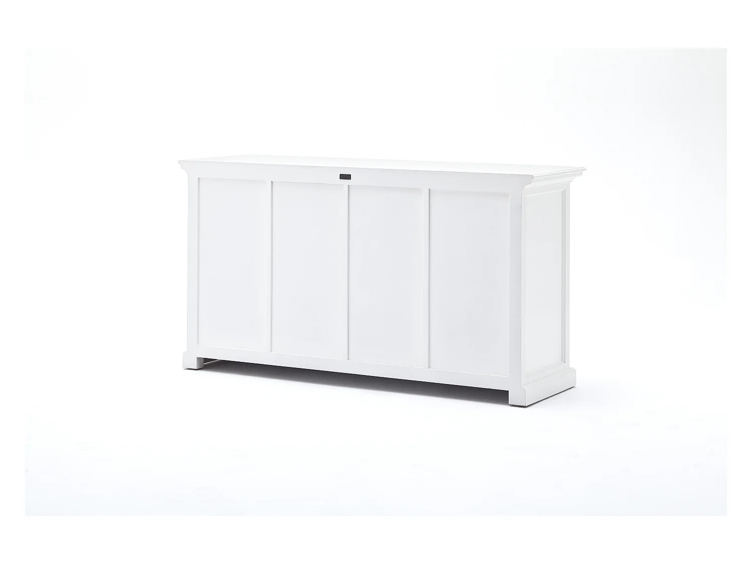 Halifax dressoir met 2 deuren, 4 rotan manden en 4 lades, in wit.