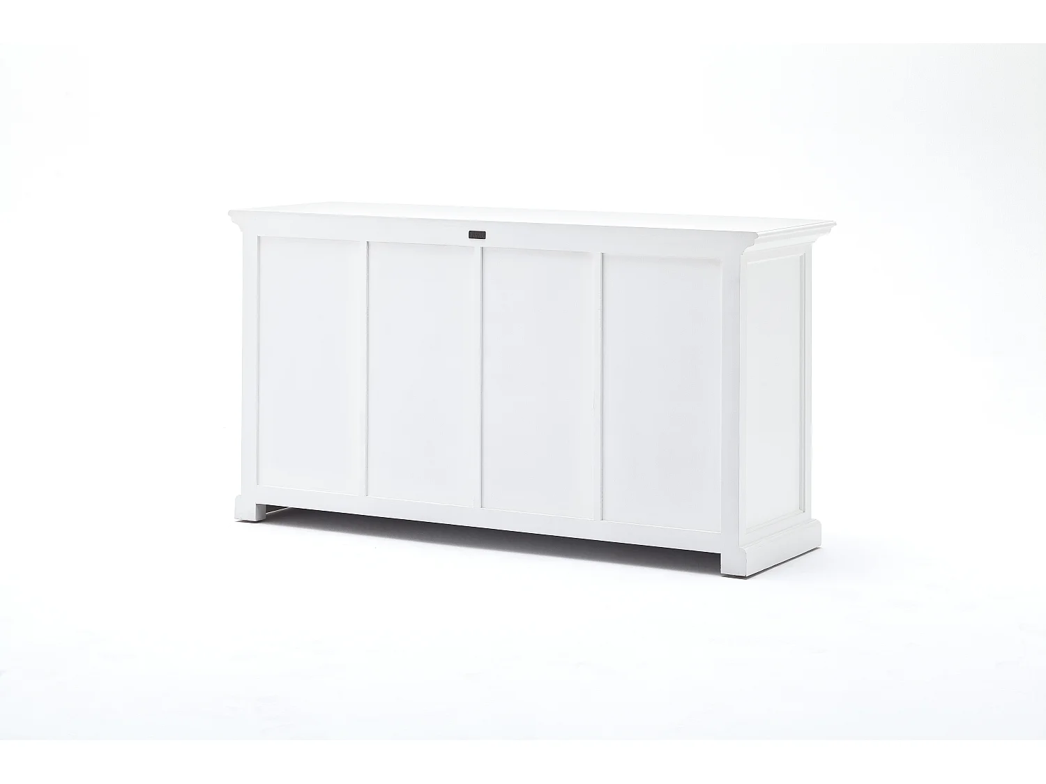 Halifax dressoir met 2 deuren, 4 rotan manden en 4 lades, in wit.