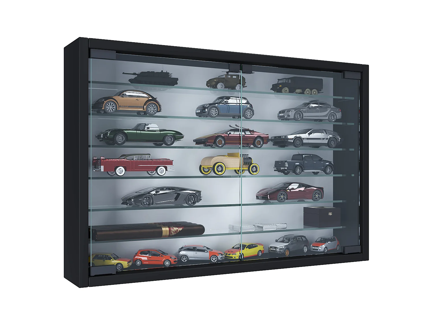 Wall display cabinet Mandosa Black H. 40 x W. 60 x D. 10 cm