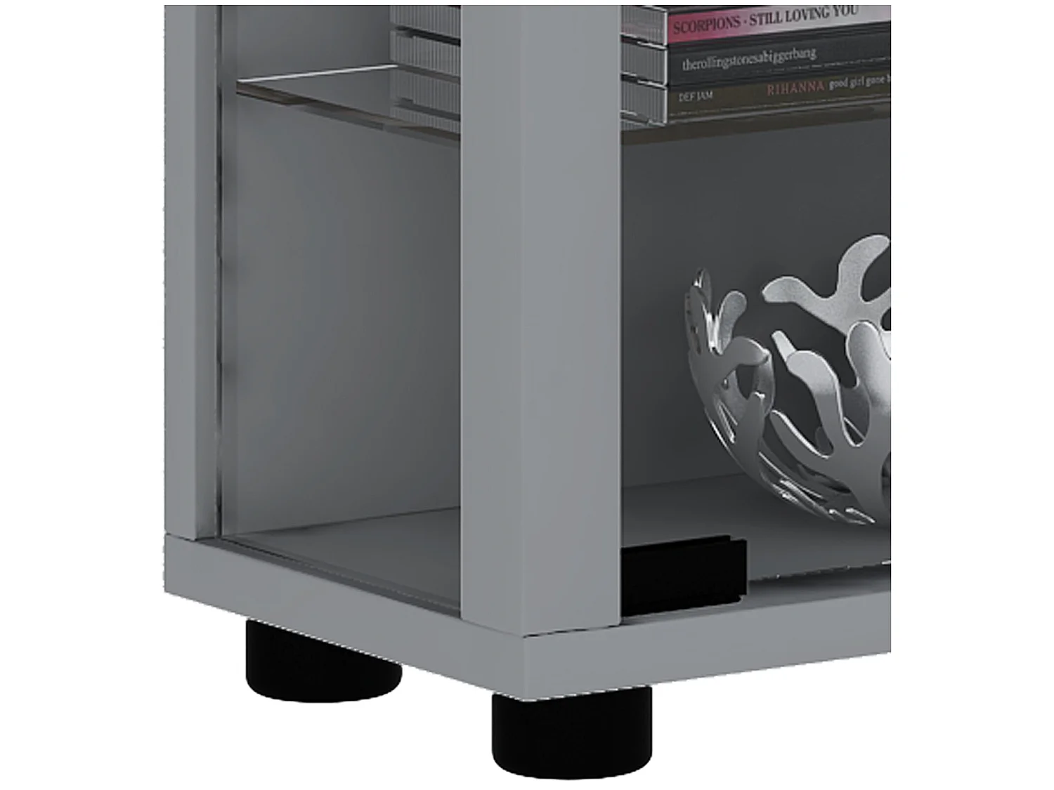 Lumo Mini Vitrine, 2 portes vitrées, tablettes en verre, éclairage incluss LED, argent.