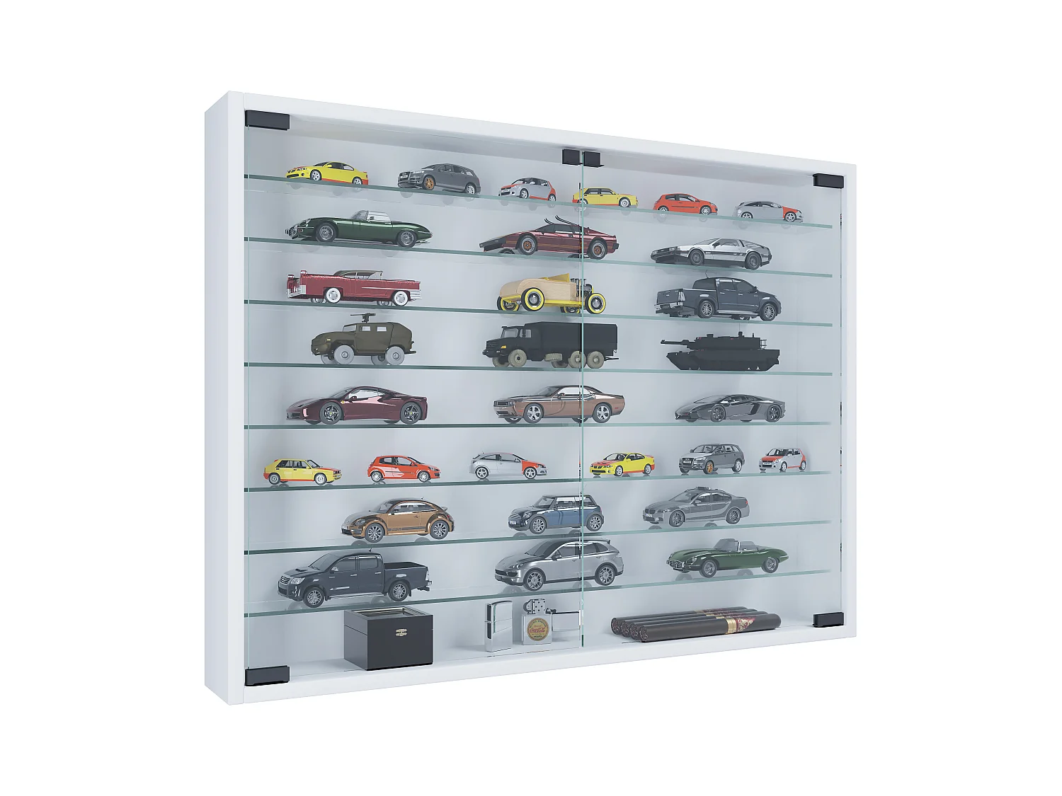 Wall display cabinet Mandosa White H. 60 x W. 80 x D. 10 cm