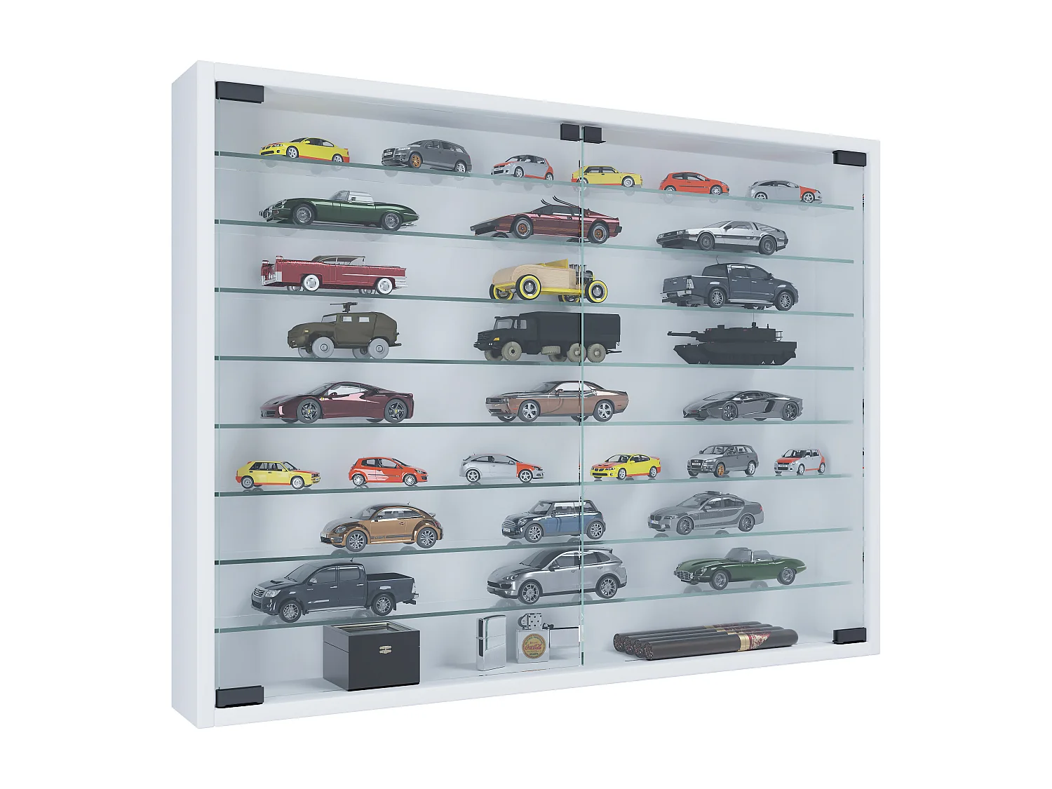 Wall display cabinet Mandosa White H. 60 x W. 80 x D. 10 cm