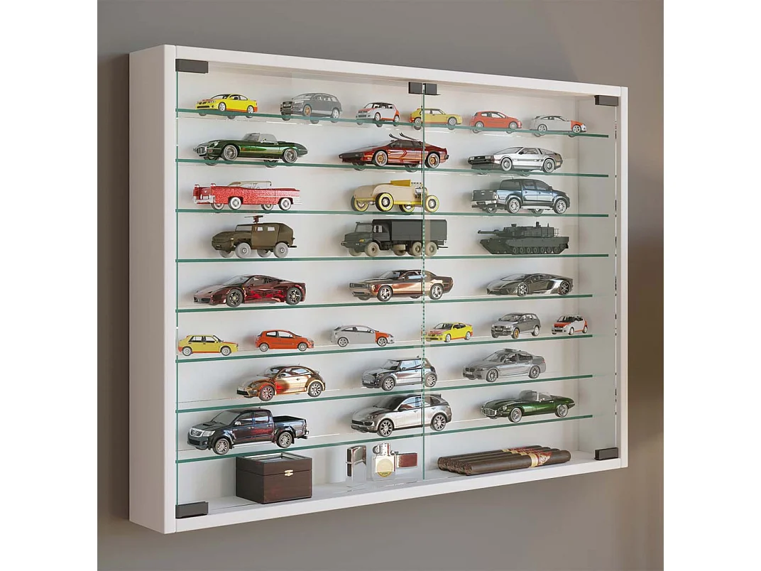 Wall display cabinet Mandosa White H. 60 x W. 80 x D. 10 cm