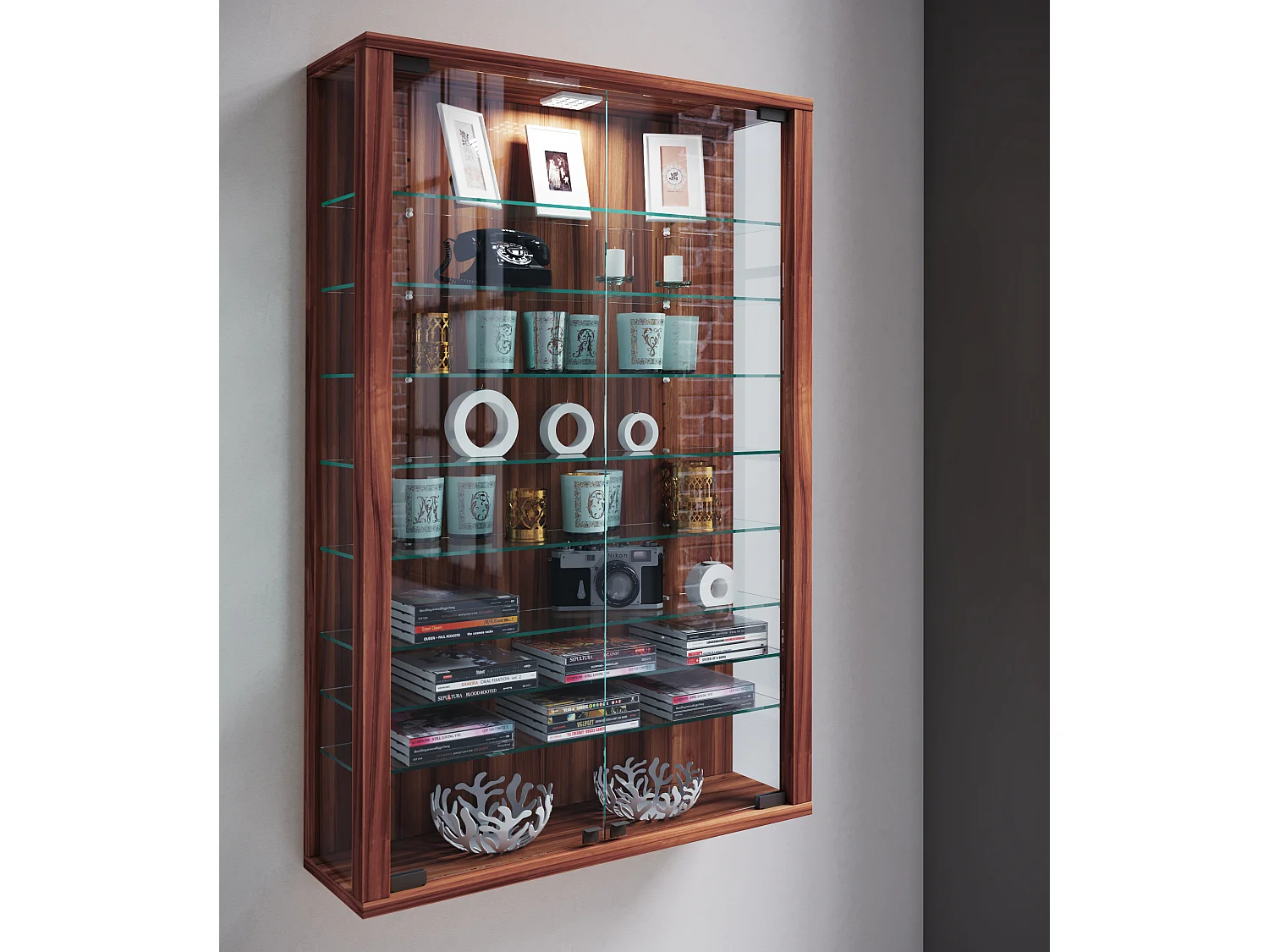 Wall display cabinet Vitrosa Nuts H. 91 x W. 59 x D. 18 cm