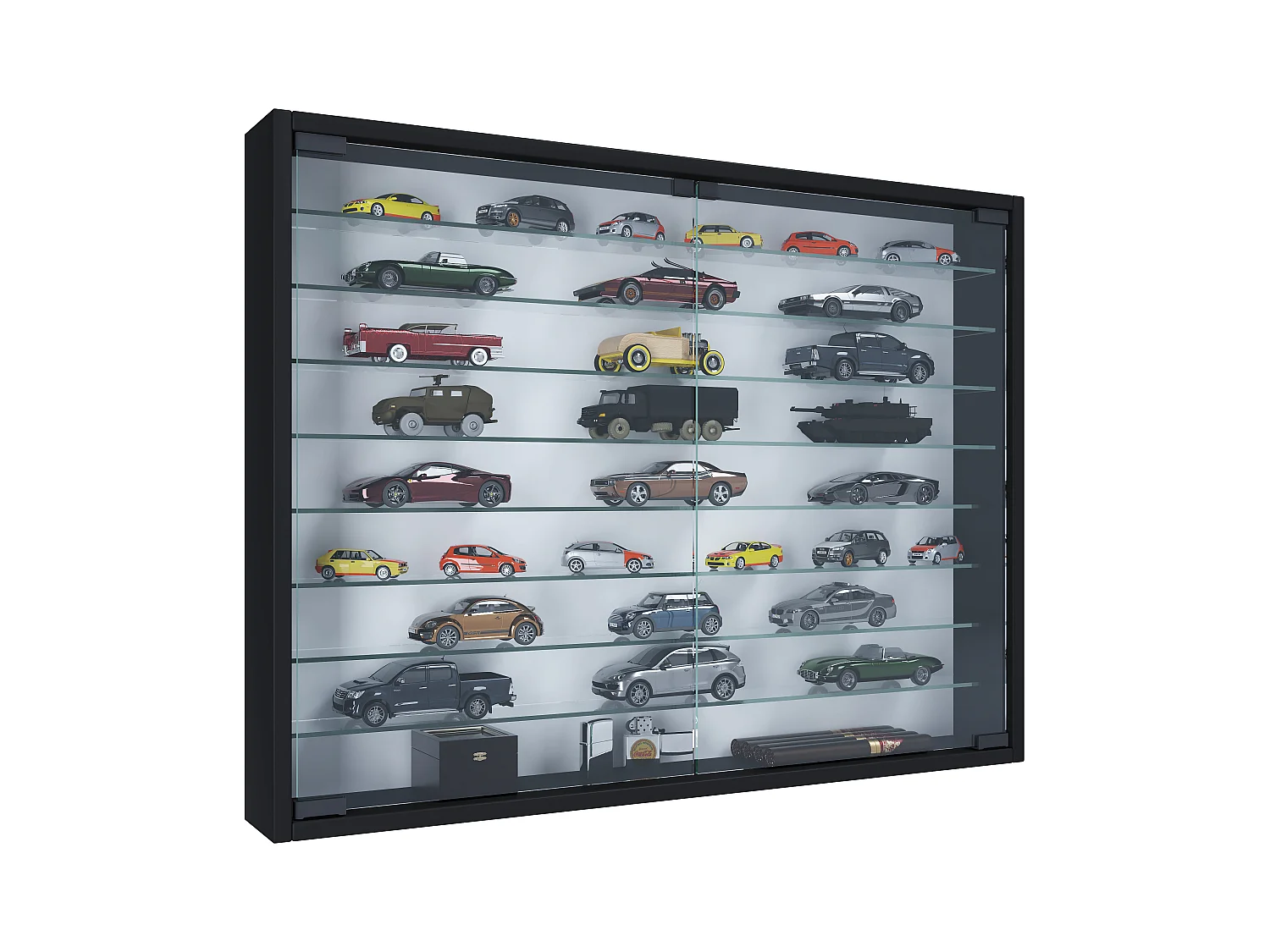 Wall display cabinet Mandosa Black H. 60 x W. 80 x D. 10 cm