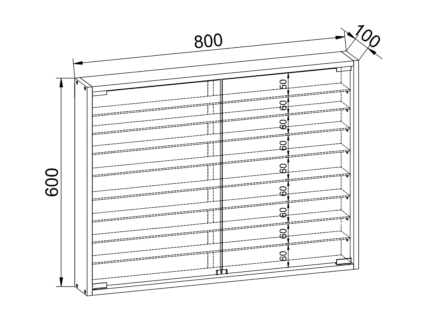 Hangende vitrine wandvitrine Mandosa XXL