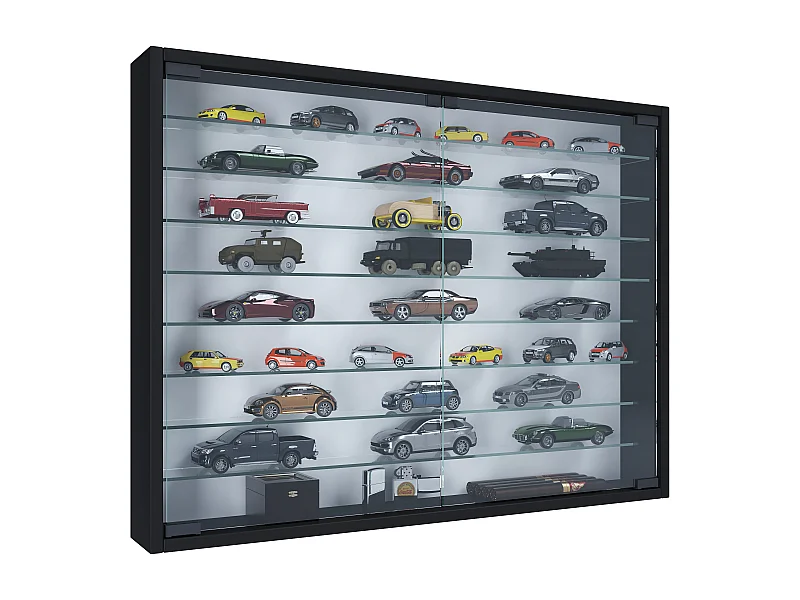 Wall display cabinet Mandosa Black H. 60 x W. 80 x D. 10 cm