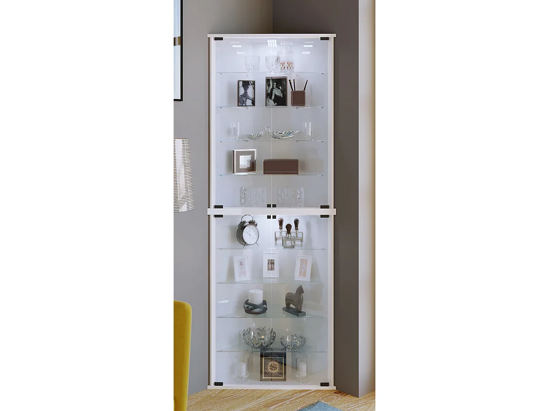 Vecko Maxi Vitrine d'angle avec 2 portes vitrées, blanc.