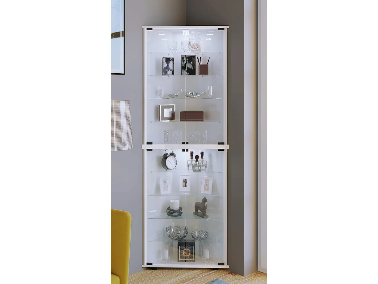 Vecko Maxi Vitrine d'angle avec 2 portes vitrées, blanc.