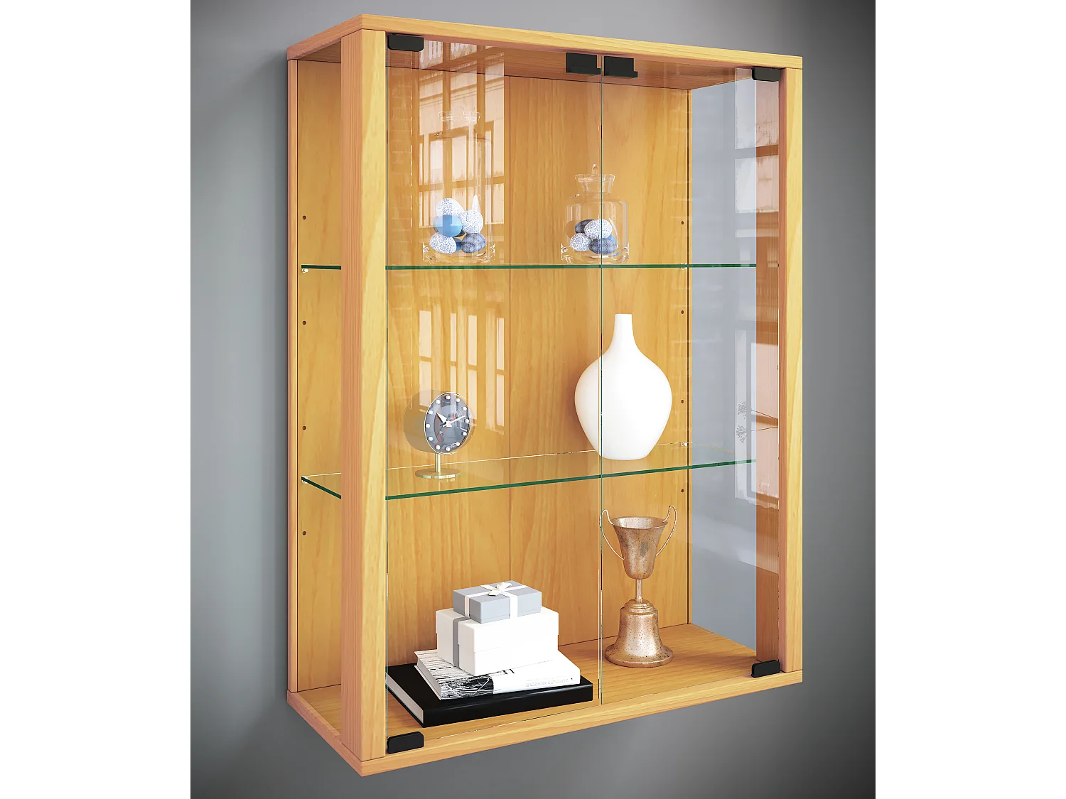 Wandvertoning kast hangkast glas Udina