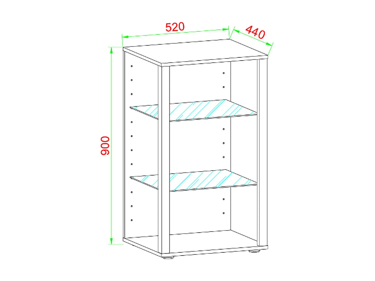 Standing cabinet Glasol White H. 90 x W. 52 x D. 44 cm