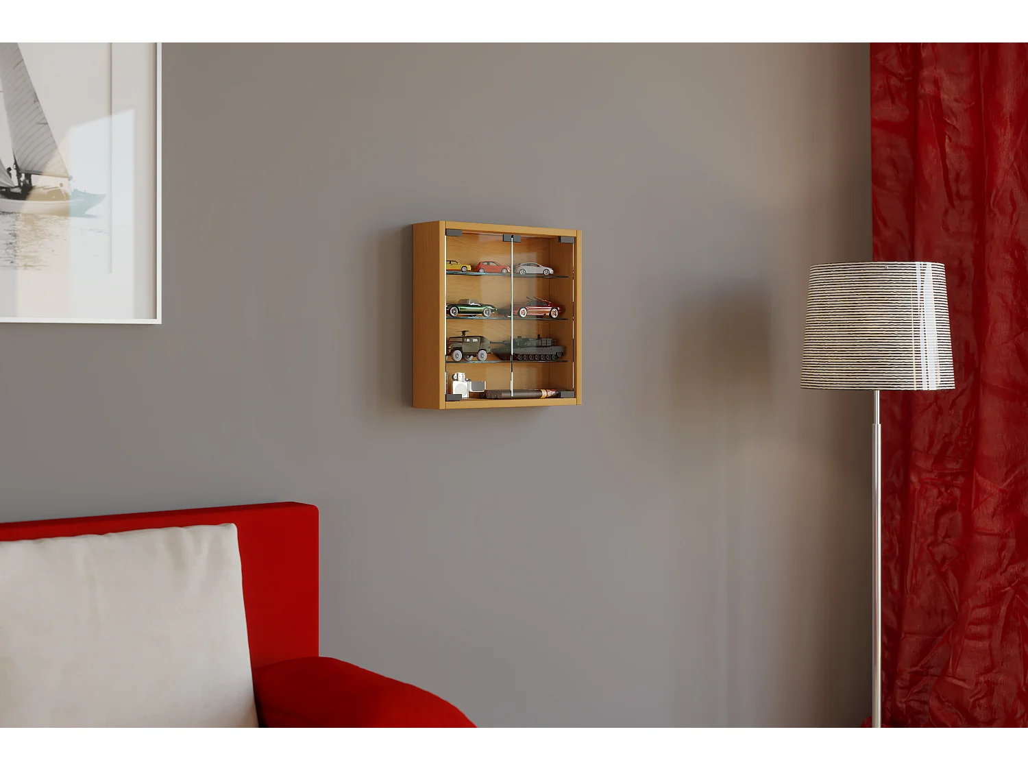 Hangende vitrinekast wanddisplay glas Mandosa S