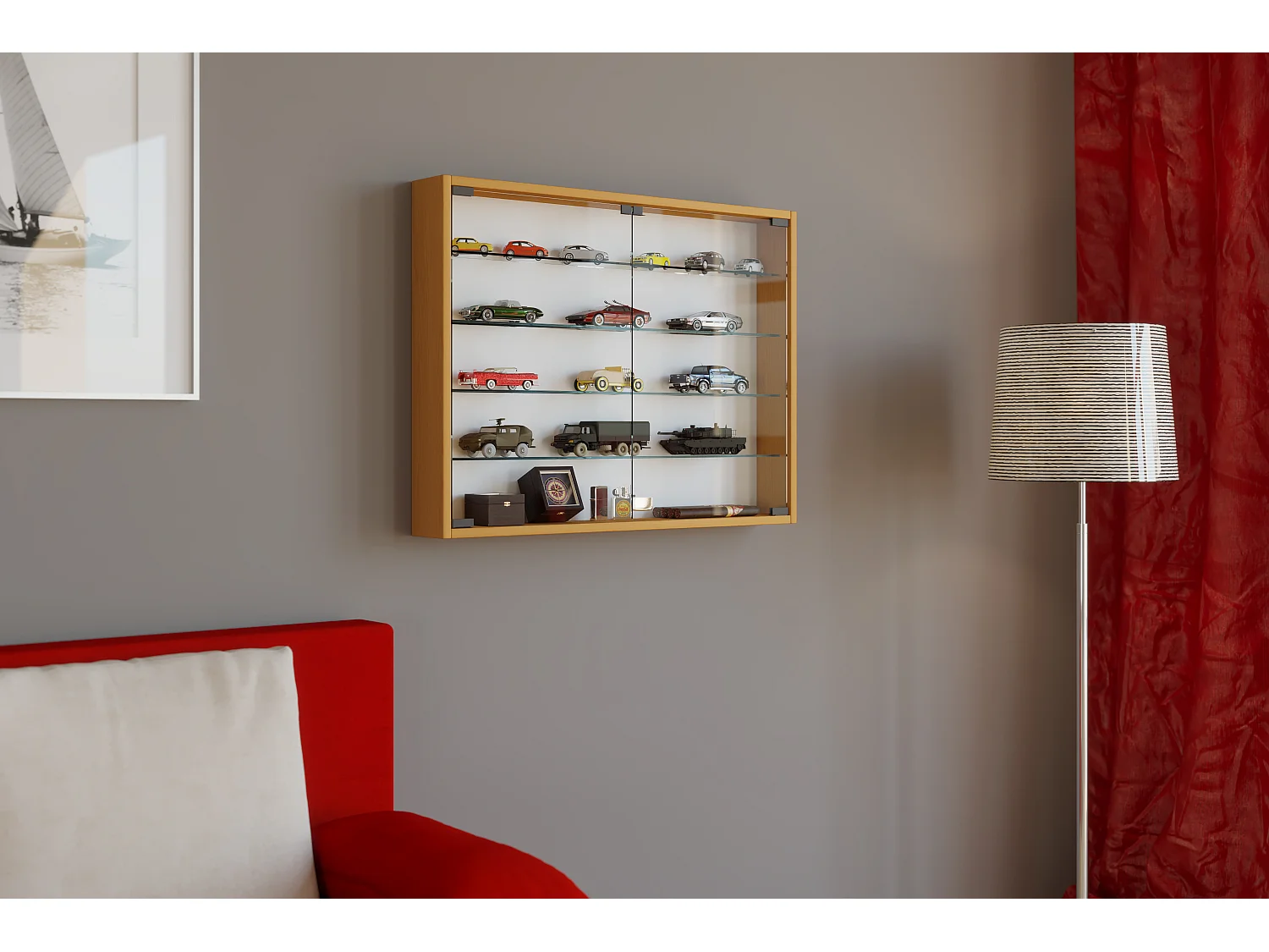 Hängevitrine Wandvitrine Sammel Deko Mandosa L