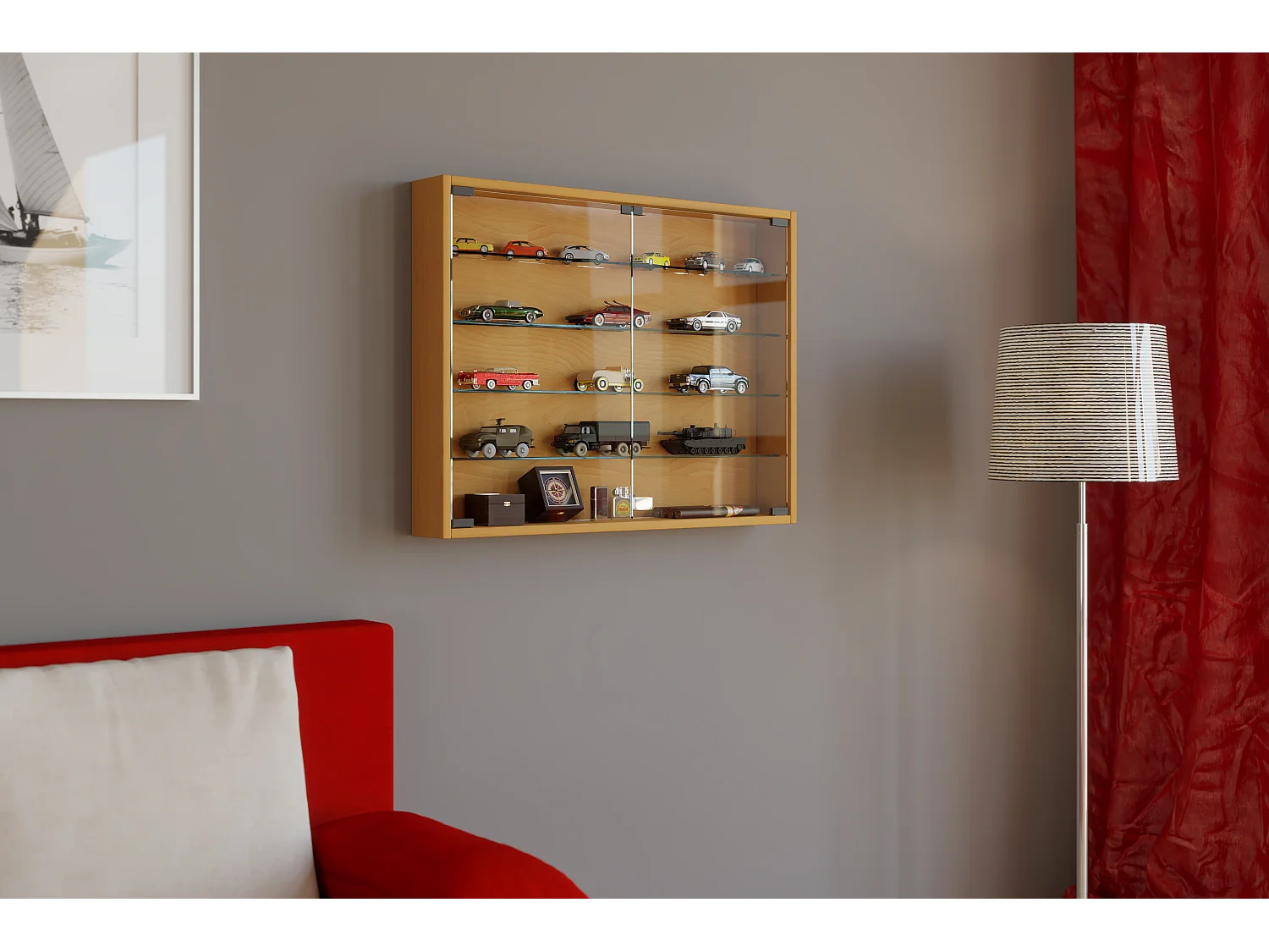 Hangende vitrinekast wanddisplay glas Mandosa L