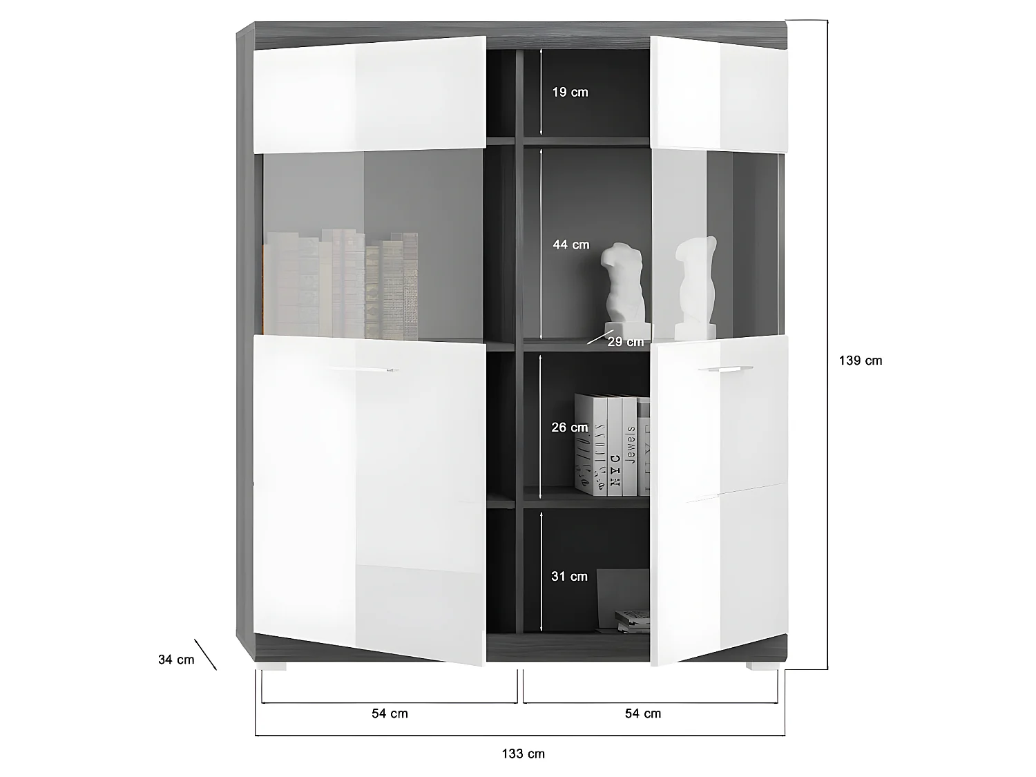 Scout dressoir 2 deuren grijs.
