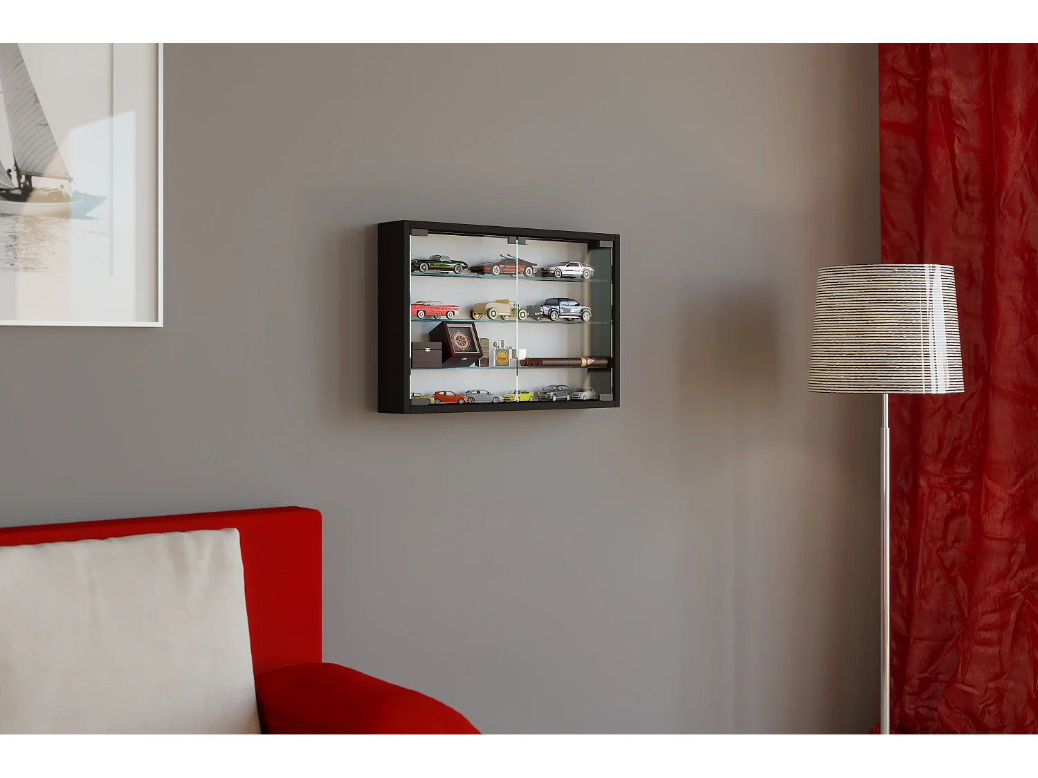 Hangende vitrinekast wanddisplay glas Mandosa M