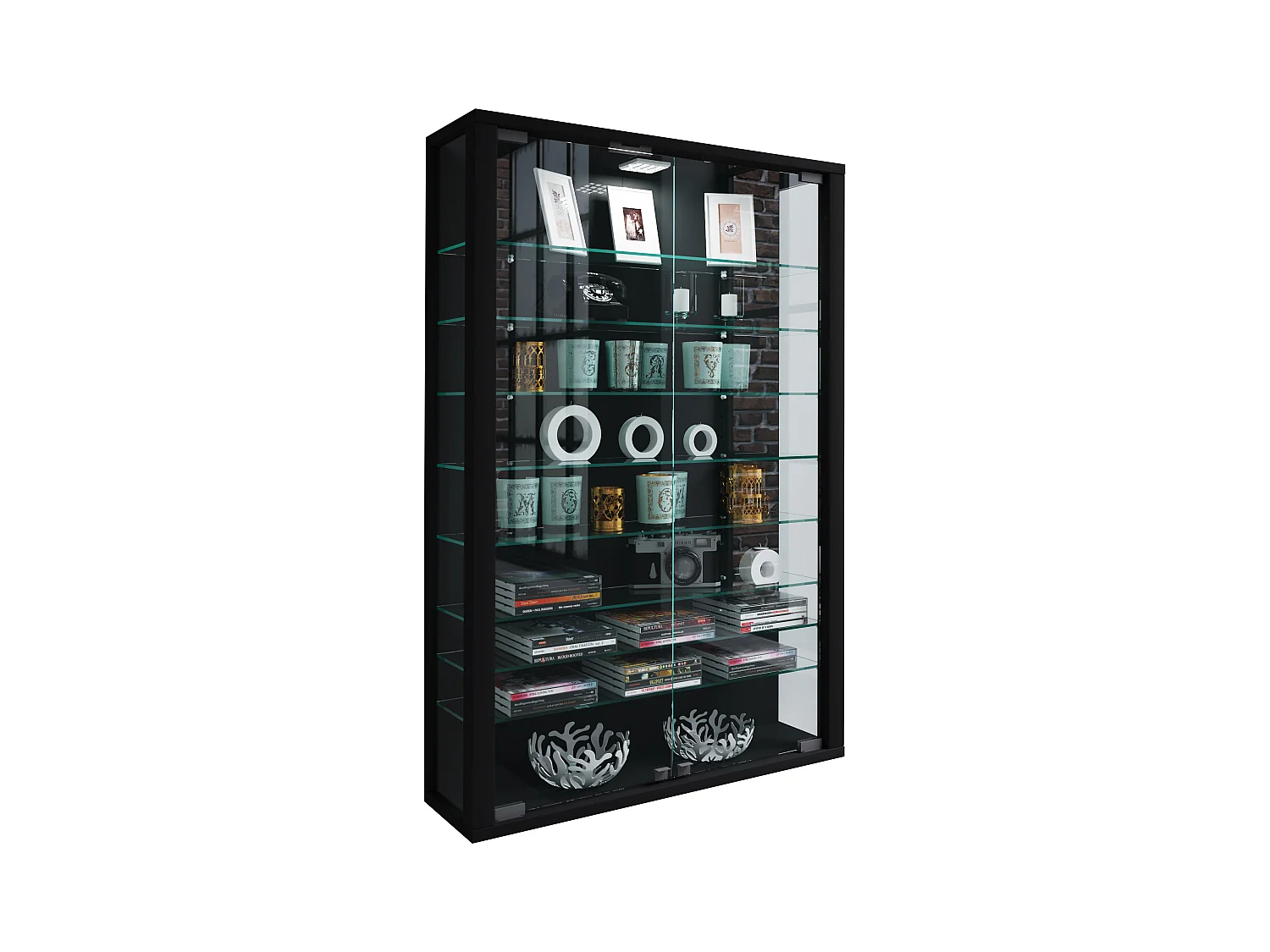 Wall display cabinet Vitrosa Black H. 91 x W. 59 x D. 18 cm