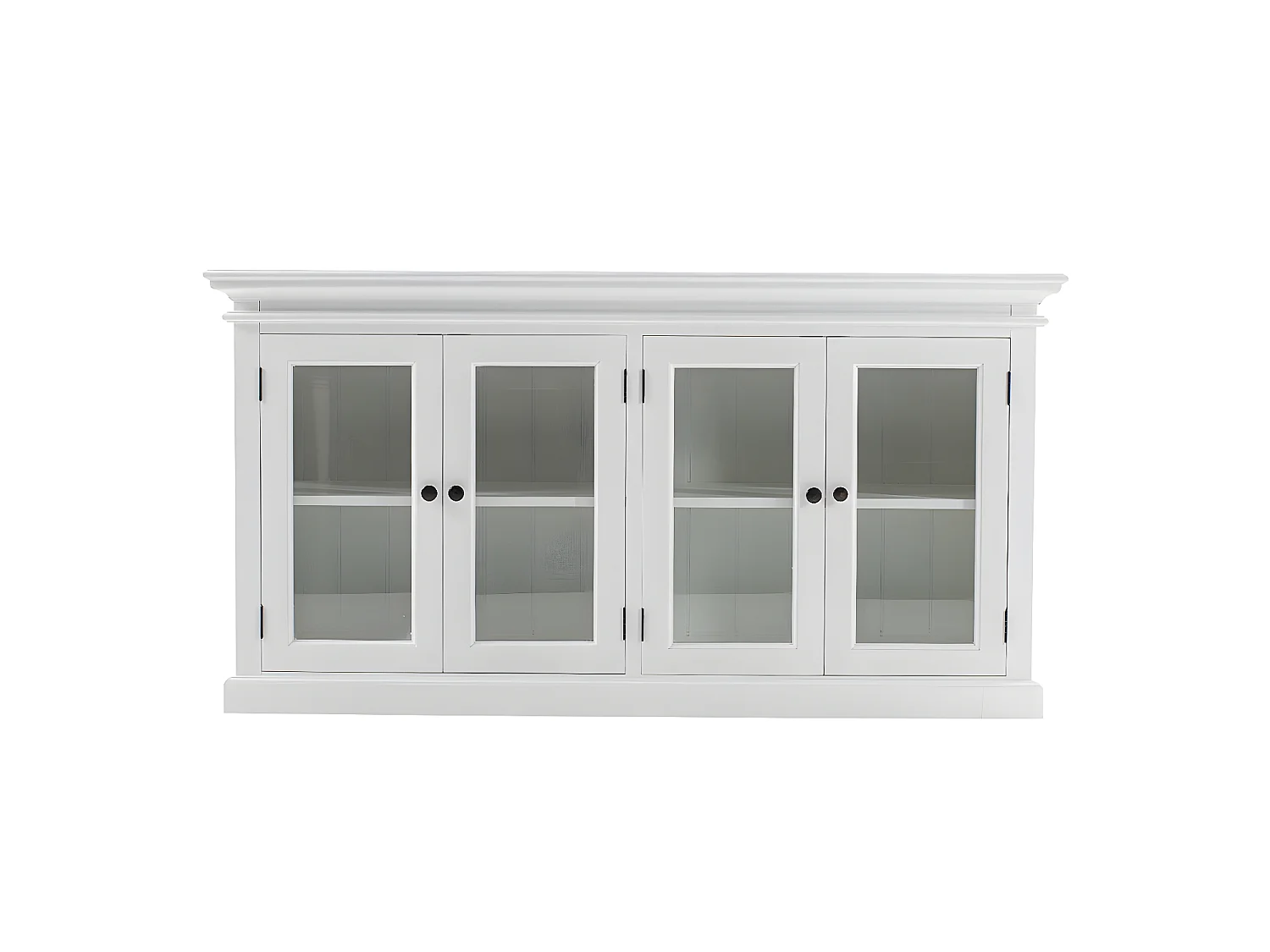 Halifax Buffet avec 4 portes en verre, blanc.