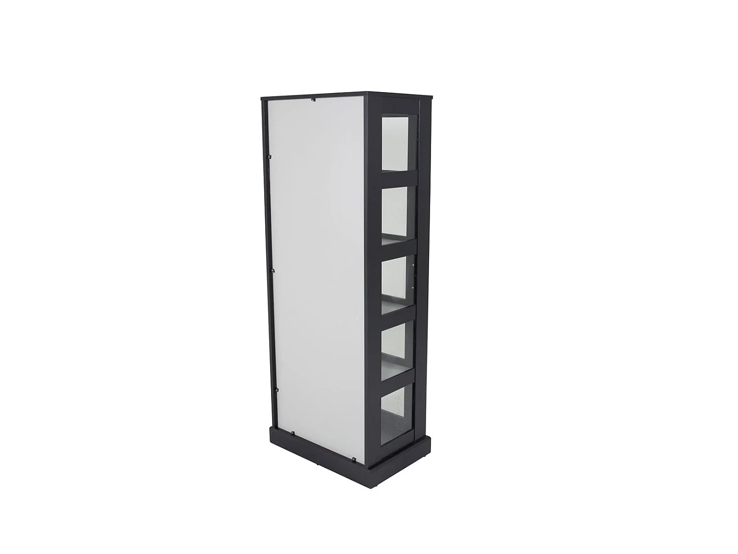 Lock vitrinekast 1 deur, 5 planken, zwart.